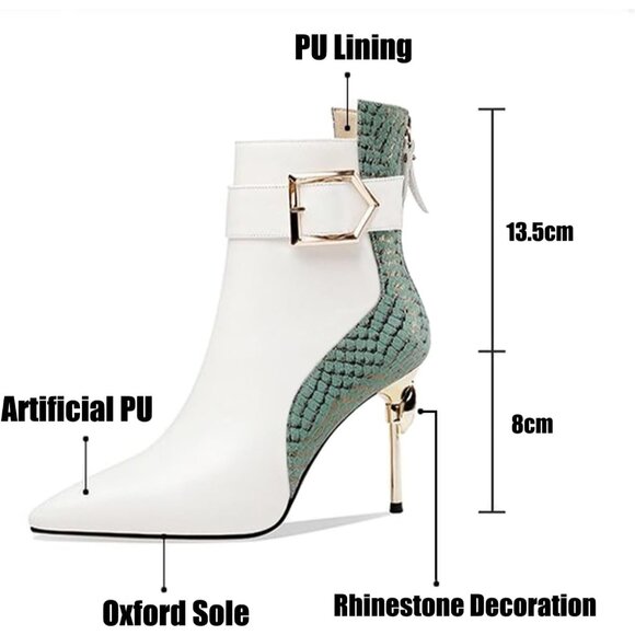 Women's Rhinestone Pointed Toe Stiletto Heel Ankle Boot with Back Zipper Fashion - Picture 3 of 7